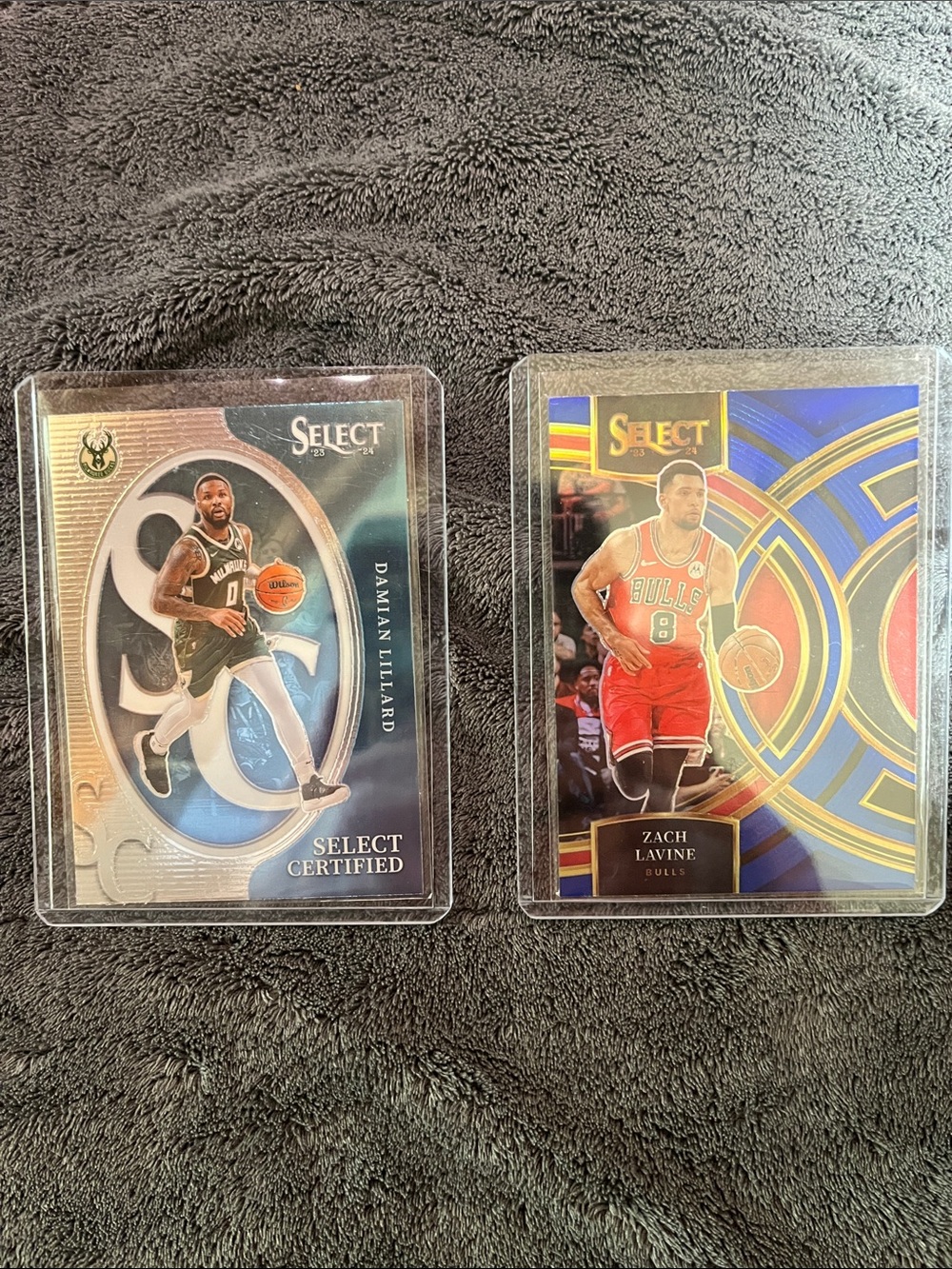 2 - 2023-24 Panini Select; #16 Certified Damian Lillard & #185 Zach Lavine